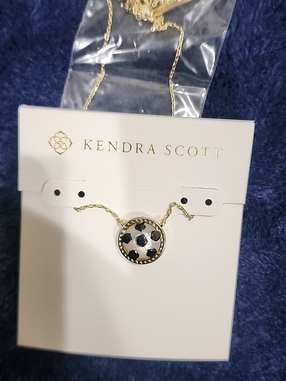 Kendra Scott Gold Necklace with White and Black Soccer Ball Pendant - Picture 5 of 5